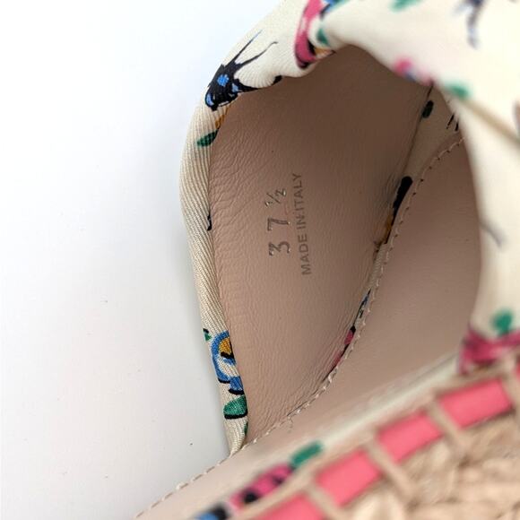 Prada Floral Wedge Espadrille Platform Sandals Self-Tie Accent Size US7.5 EU37.5 - Picture 6 of 13